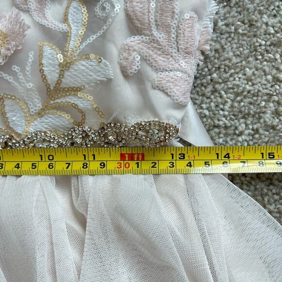 Rare Editions Lace Sequins Tulle Formal Dress Dance Bridal Flower Girl Gown 16 - Picture 12 of 15